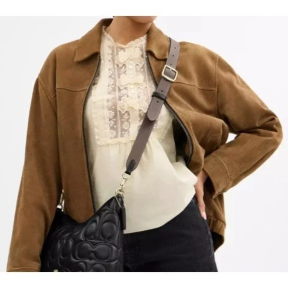 Coach CZ785 Reversible Replacement Adjustable Strap Black Gold Stone Leather NWT - Picture 12 of 12